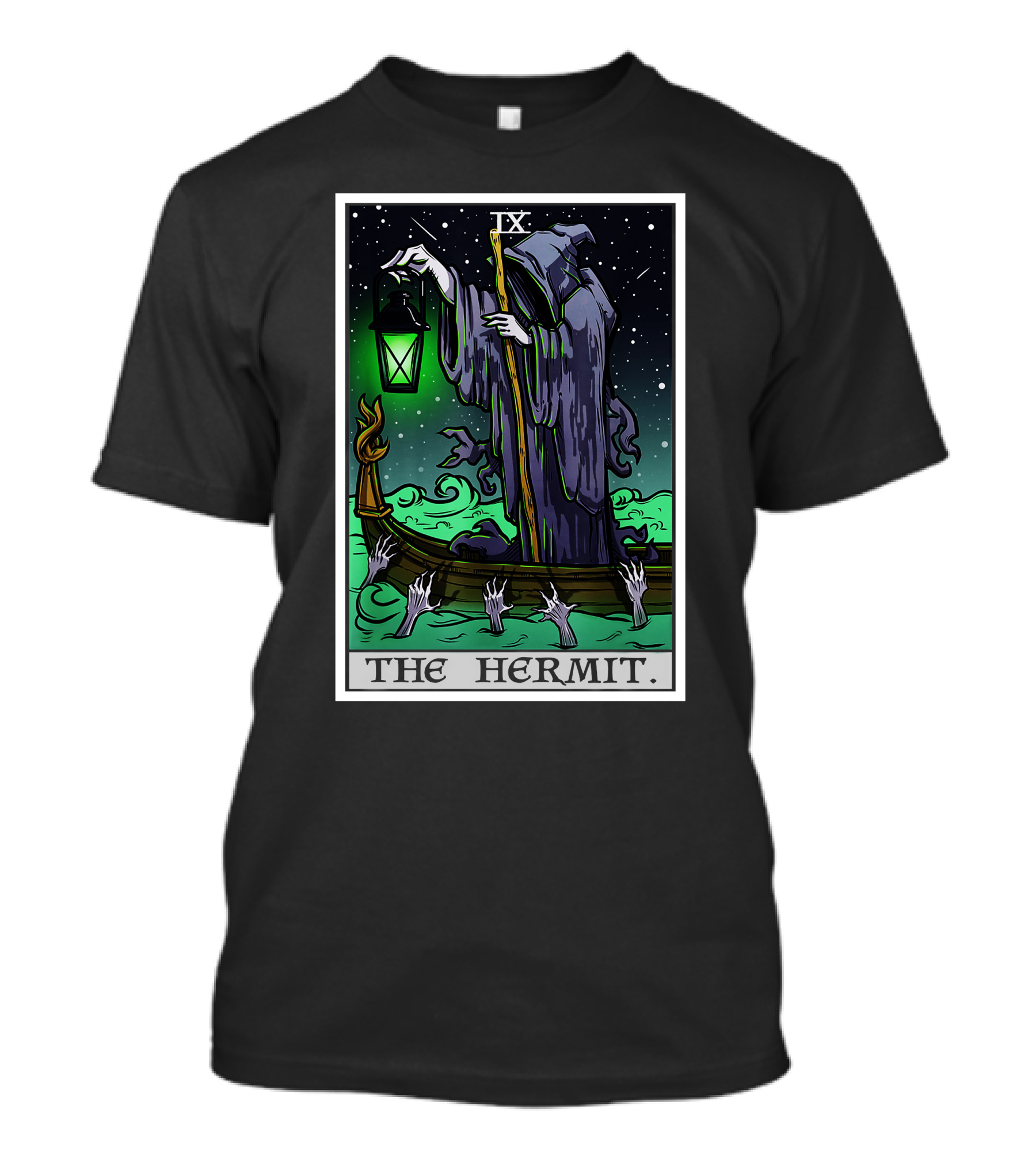 Halloween Grim Reaper Tarot Card The Hermit IX T-Shirt