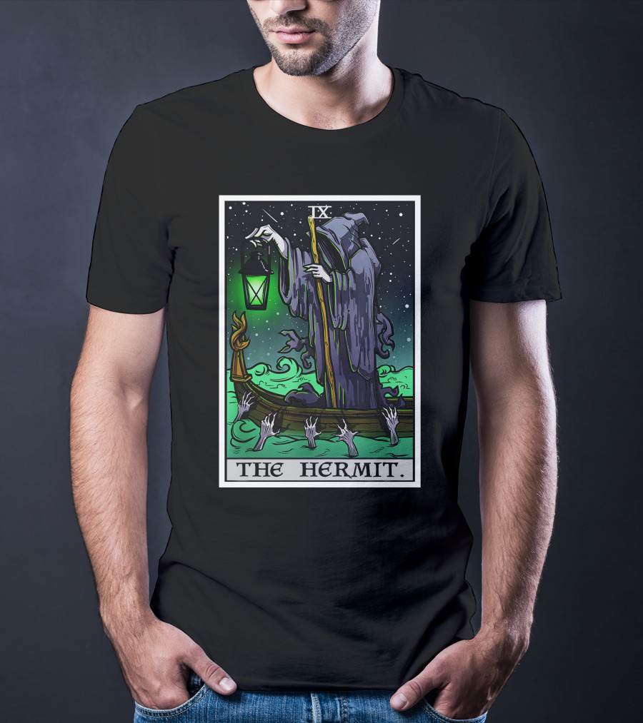 Halloween Grim Reaper Tarot Card The Hermit IX T-Shirt