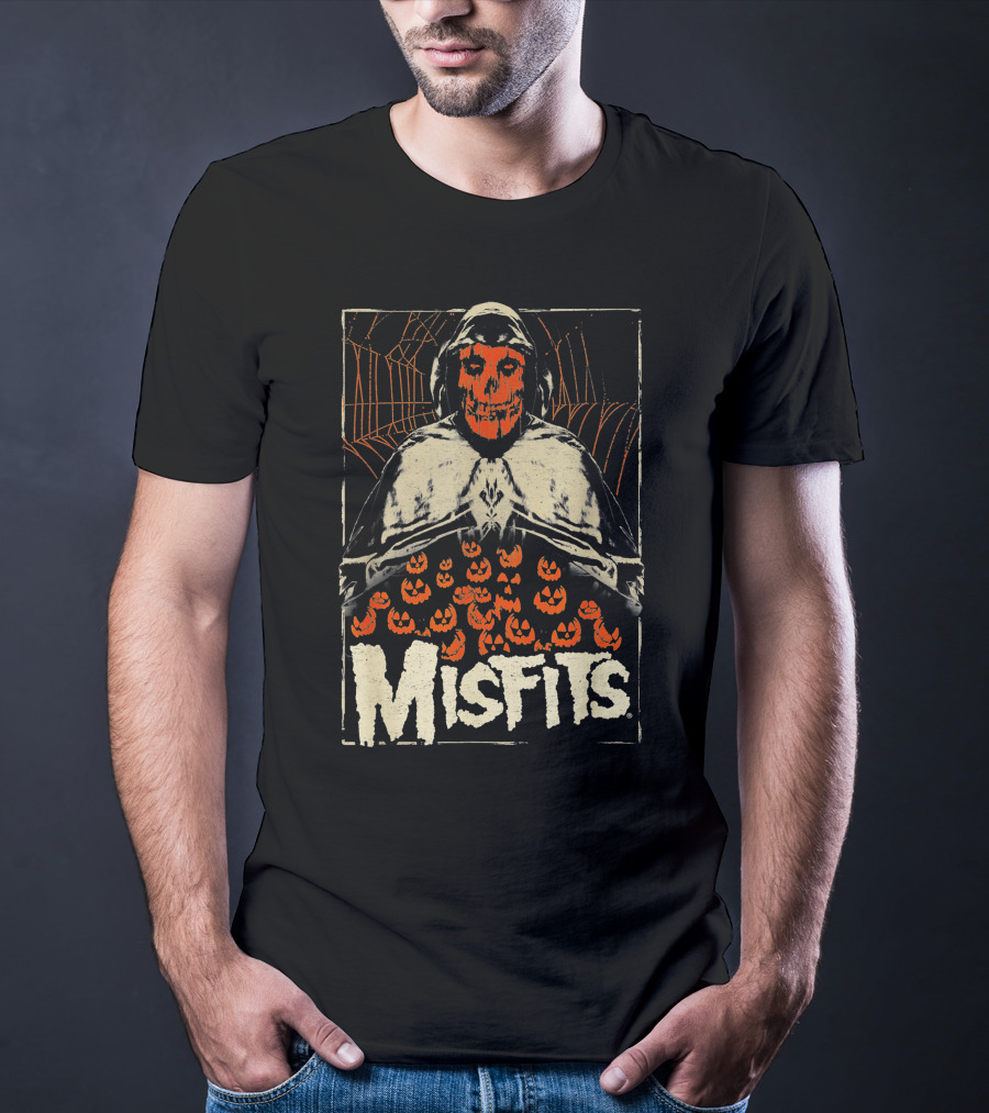 Misfits Halloween Skeleton With Jack O' Lanterns T-Shirt