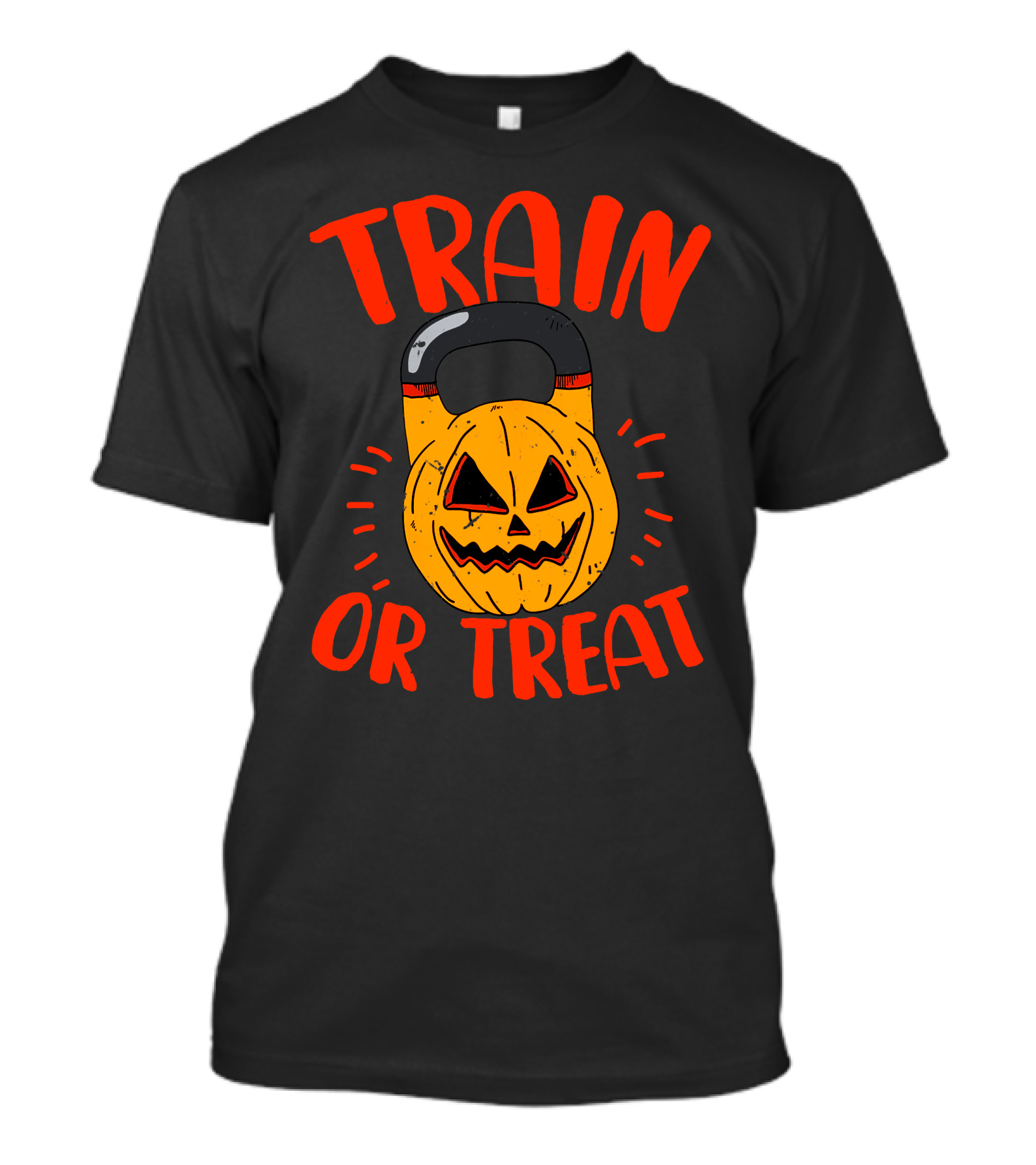 Train Or Treat Pumpkin Kettlebell T-Shirt