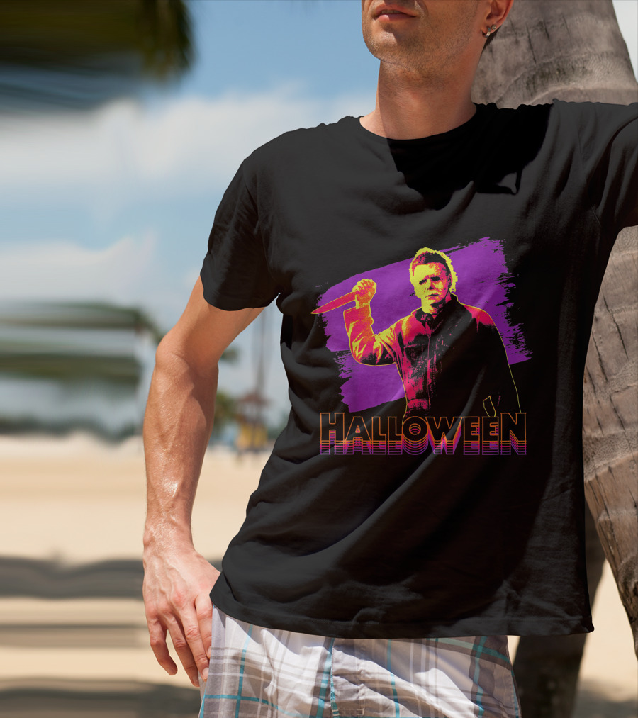 Michael Myers Neon Halloween T-Shirt