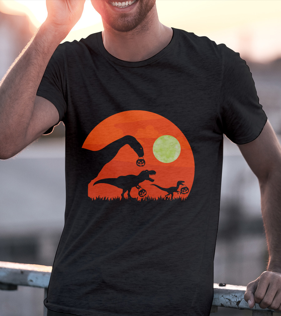 Halloween Dinosaur Rex Pumpkin Moon T-Shirt