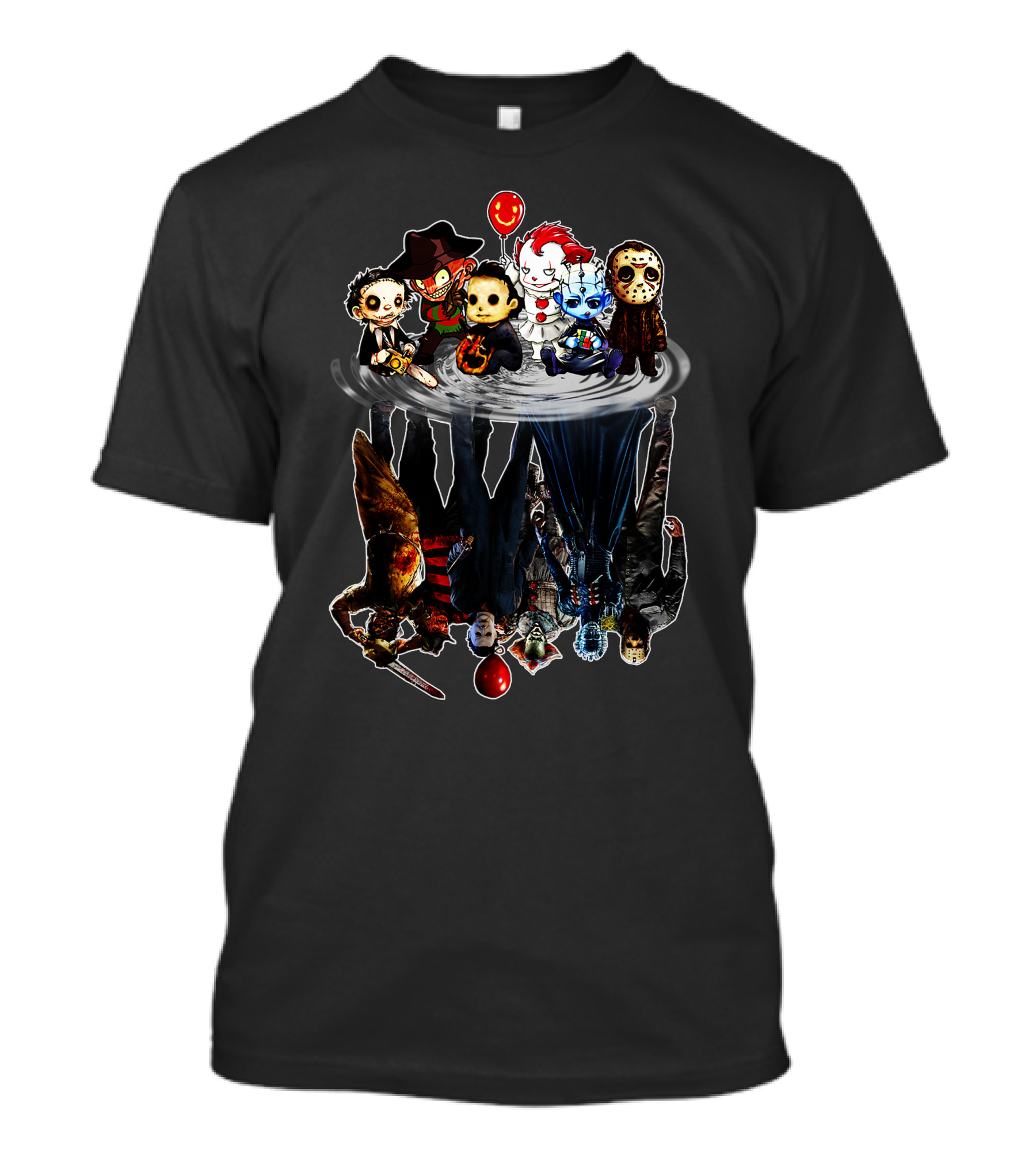 Creeps Halloween Horror Cartoon Reflection Of Iconic Movie Villains T-Shirt