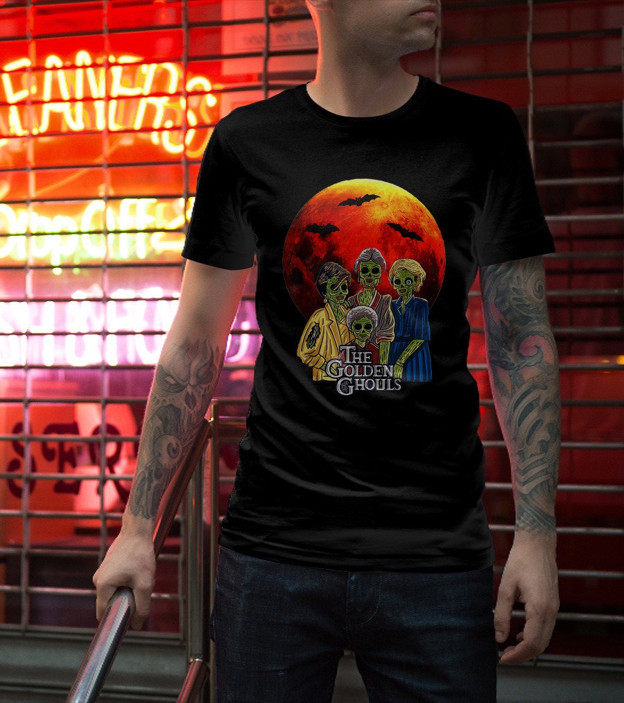 The Golden Ghouls Vintage Moon Halloween T-Shirt