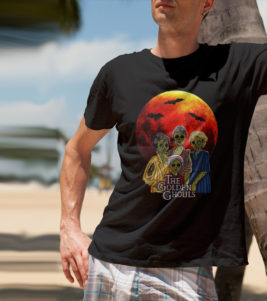 The Golden Ghouls Vintage Moon Halloween T-Shirt