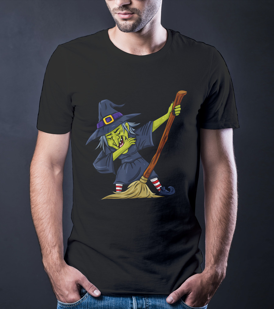 Halloween Witch Broomstick Dab Funny Dance T-Shirt