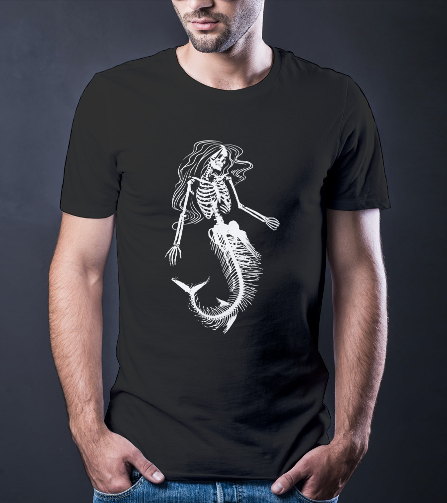 Skeleton Mermaid Halloween Humor T-Shirt