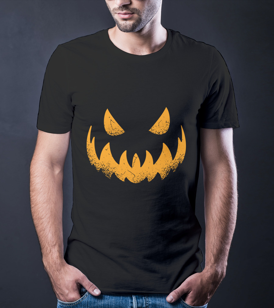 Halloween Pumpkin Scary Smiling Jack-O'-Lantern Face T-Shirt
