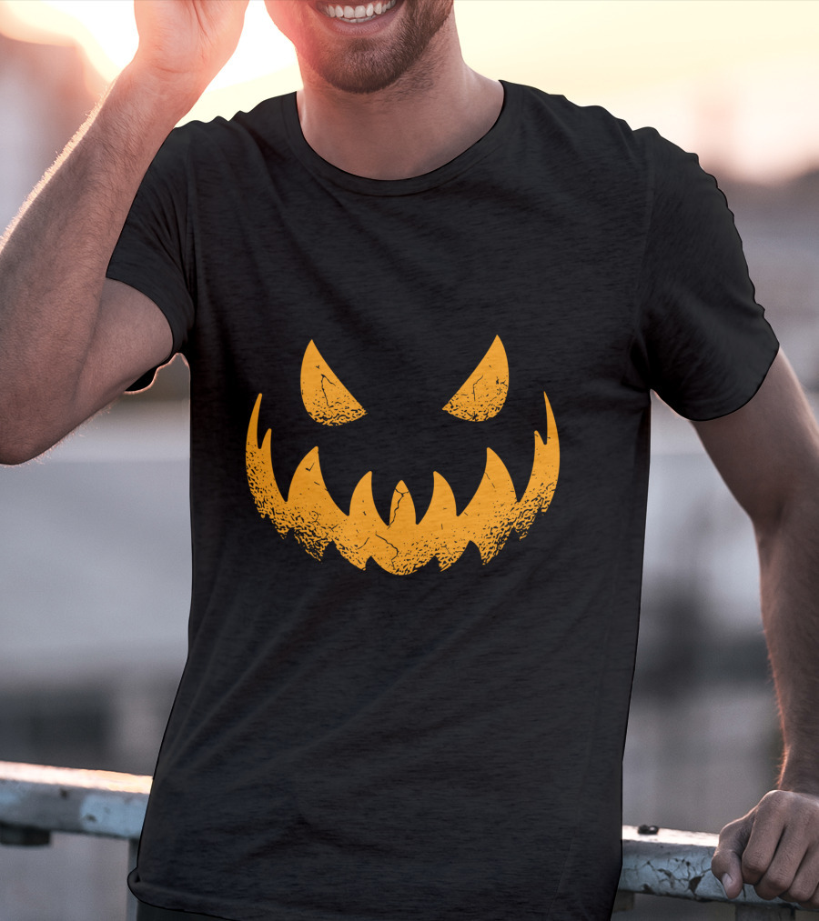 Halloween Pumpkin Scary Smiling Jack-O'-Lantern Face T-Shirt