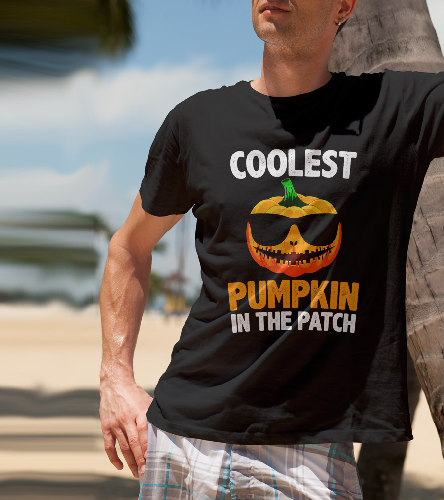 Coolest Pumpkin In The Patch Halloween Sunglasses Jack-O'-Lantern T-Shirt