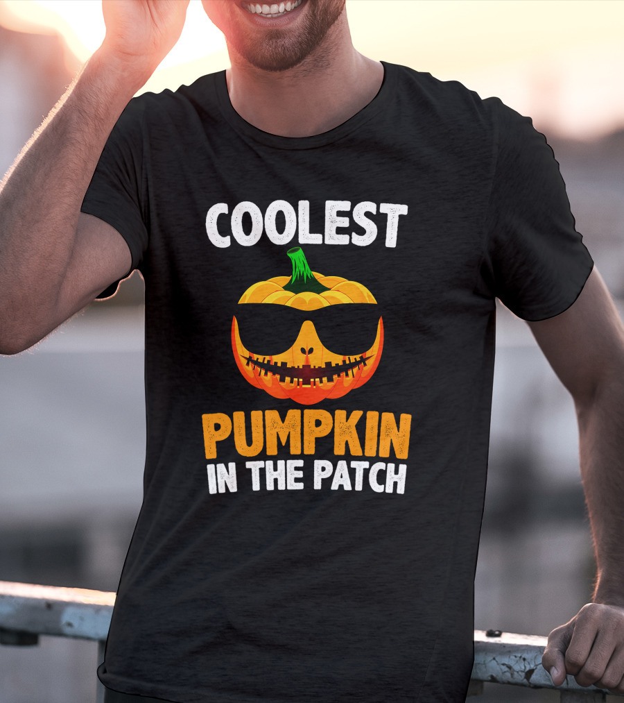 Coolest Pumpkin In The Patch Halloween Sunglasses Jack-O'-Lantern T-Shirt