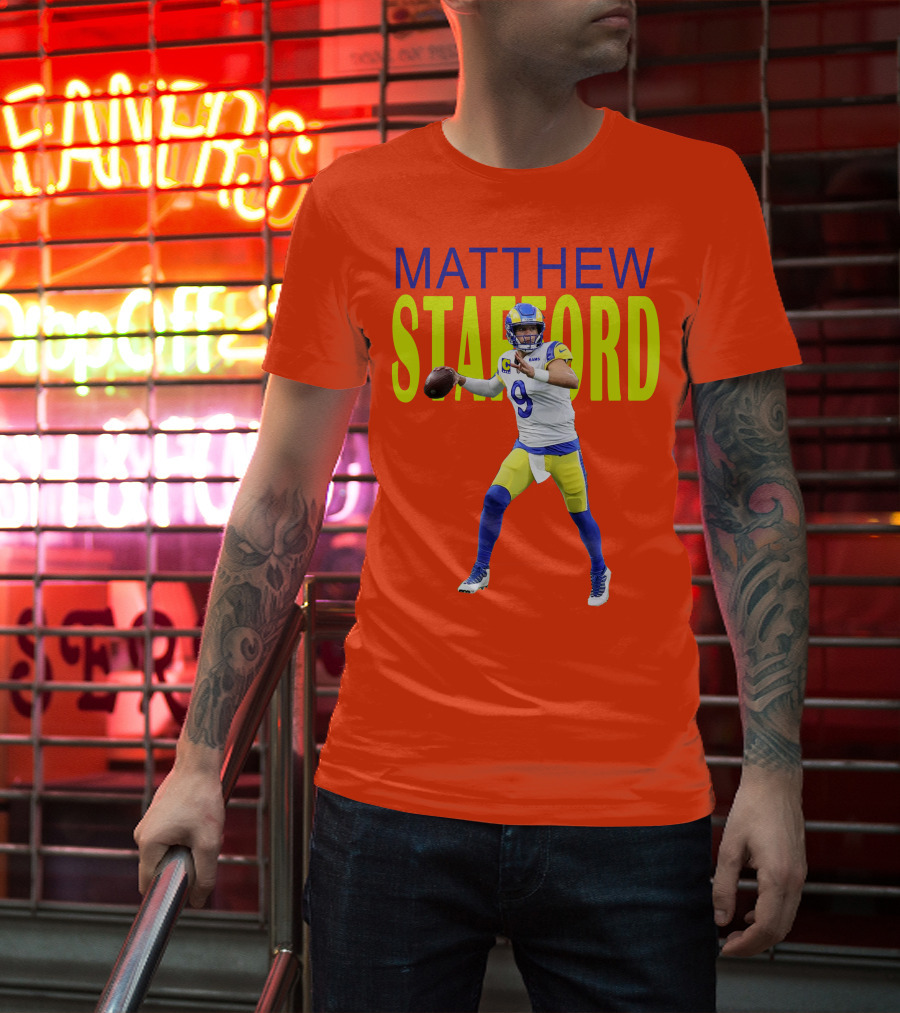 Matthew Stafford Rams Quarterback NFL Football Action T-Shirt
