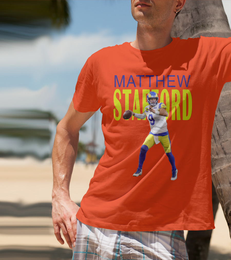 Matthew Stafford Rams Quarterback NFL Football Action T-Shirt