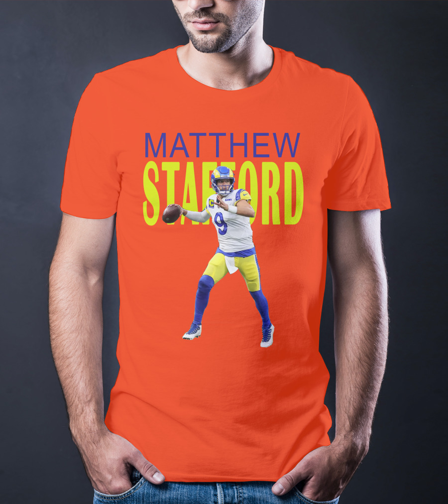 Matthew Stafford Rams Quarterback NFL Football Action T-Shirt