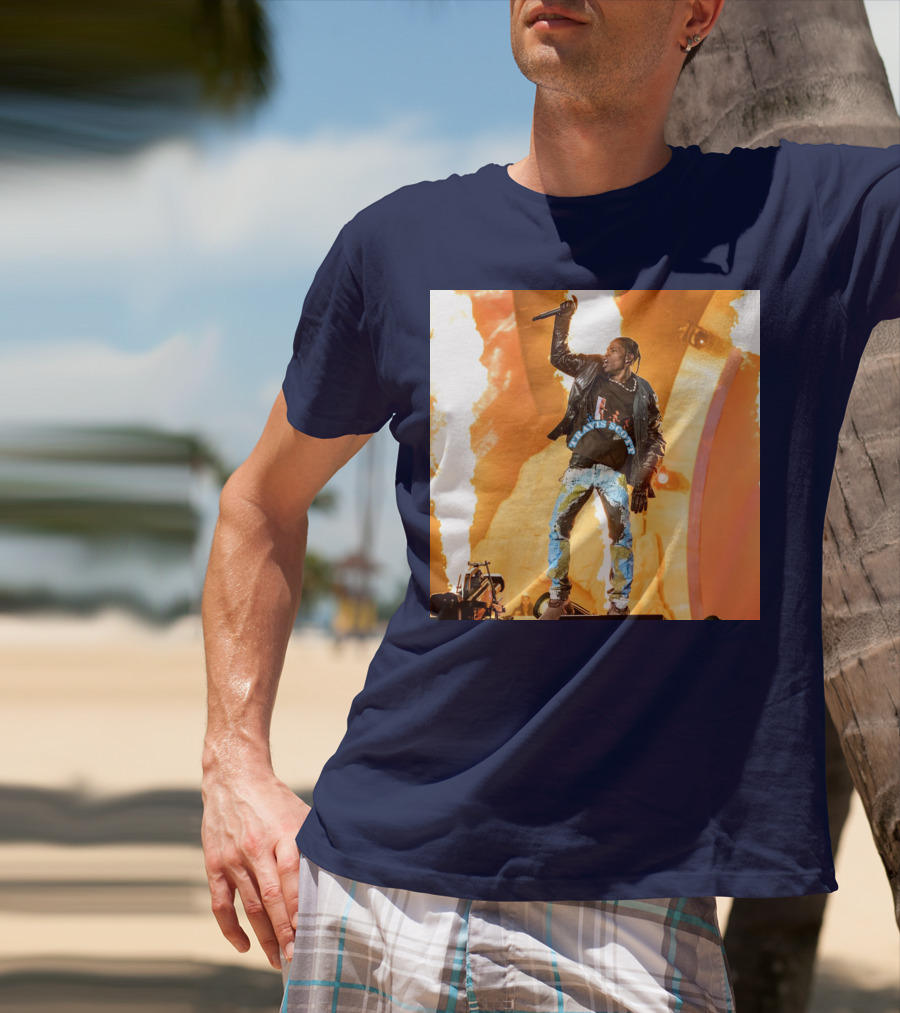 Travis Scott Live Concert Performance With Fire Effects T-Shirt