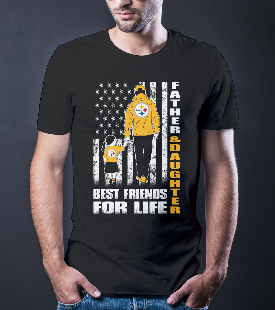 Father And Daughter Best Friends For Life Steelers Fan Flag T-Shirt