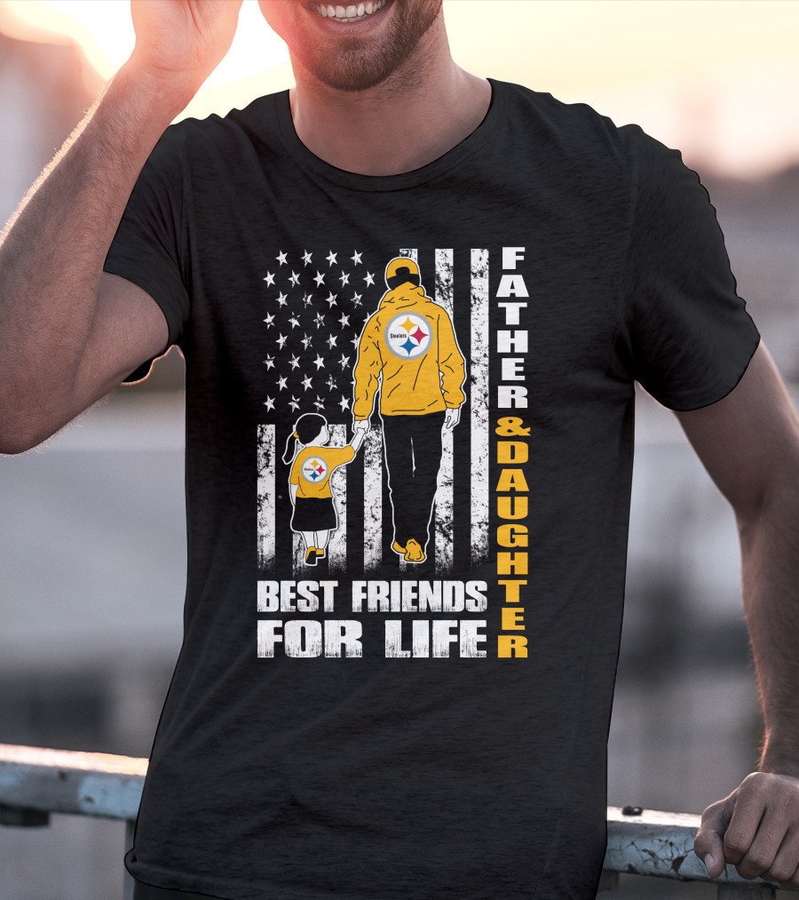 Father And Daughter Best Friends For Life Steelers Fan Flag T-Shirt