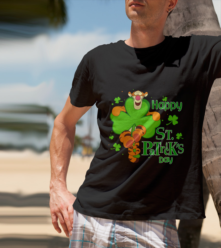 Happy St. Patrick's Day Tigger Clover T-Shirt
