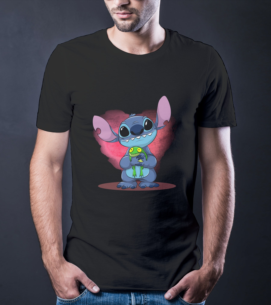 Sorry I'm Late I Didn't Want To Come Stitch Holding Frog T-Shirt