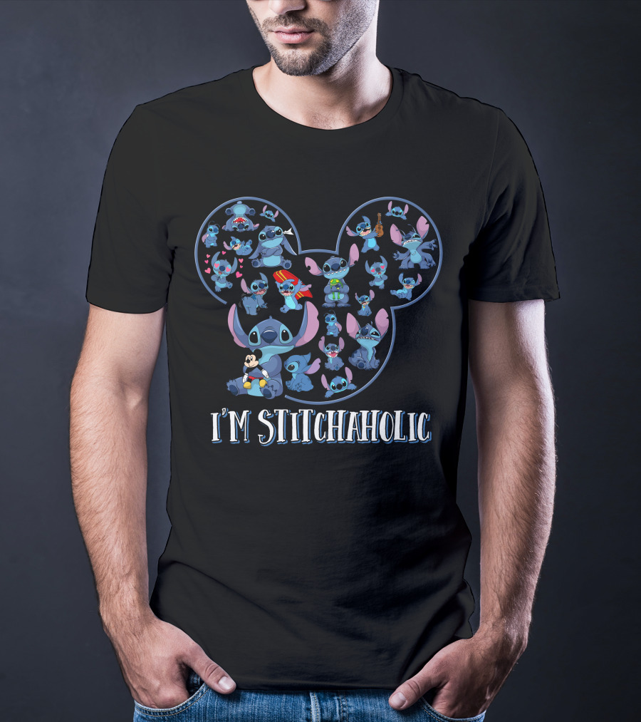 I'm Stitchaholic Mickey Mouse Head Stitch T-Shirt