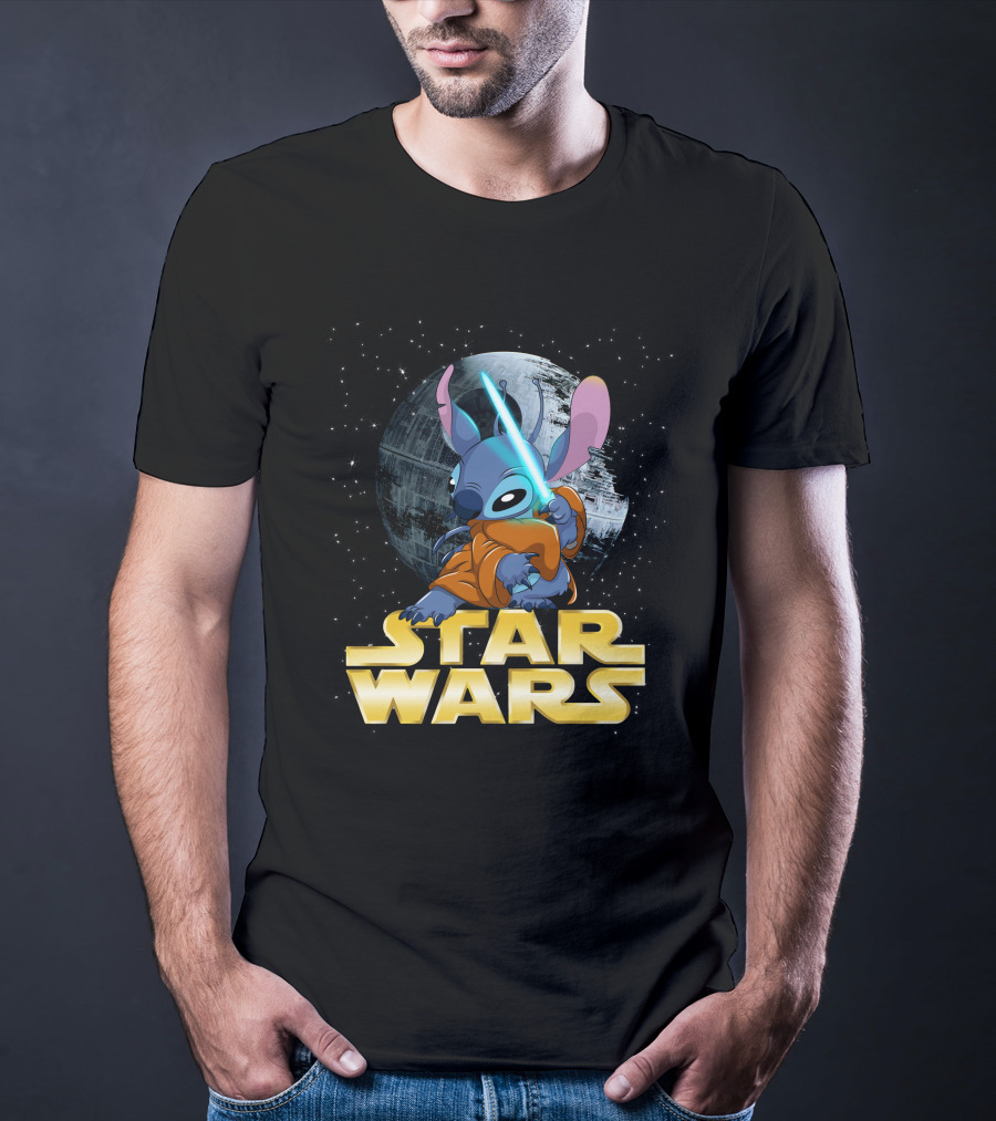Stitch Star Wars Crossover Jedi Lightsaber Death Star T-Shirt