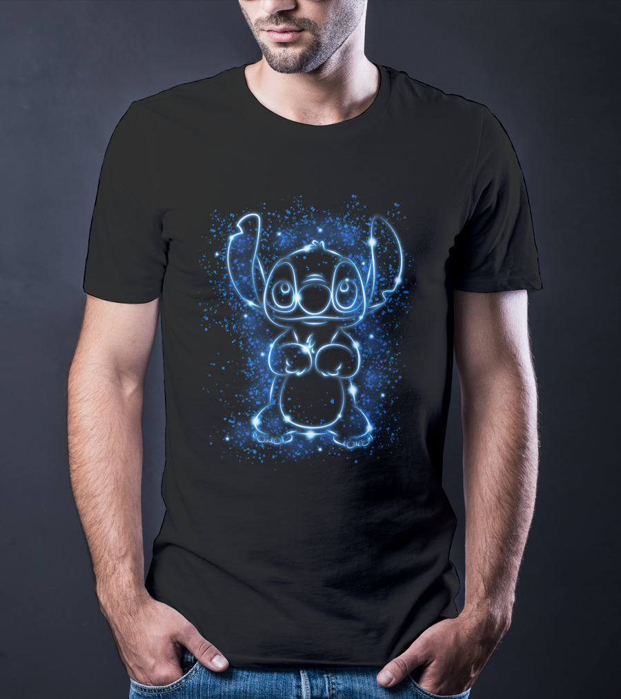 Stitch Neon Light Galaxy Glow T-Shirt