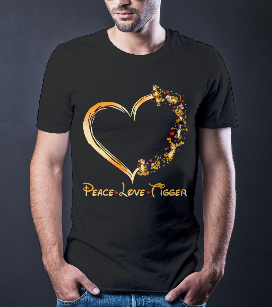 Peace Love Tigger Heart With Tigger And Hearts T-Shirt