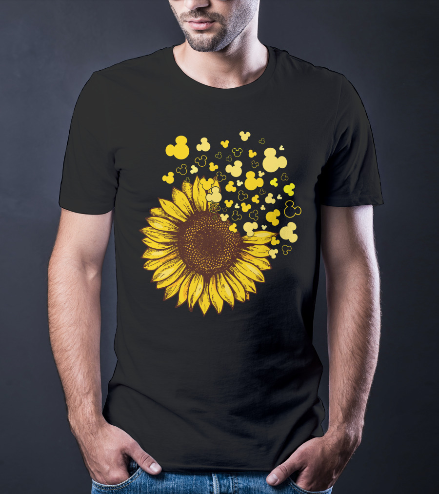 Sunflower With Mickey Mouse Icon Yellow Accents T-Shirt