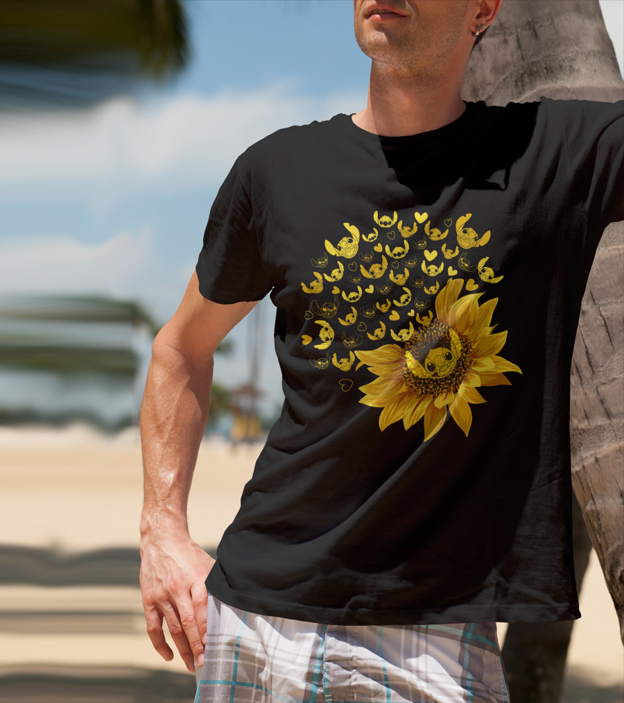 Stitch Sunflower Hearts And Smiles Burst T-Shirt