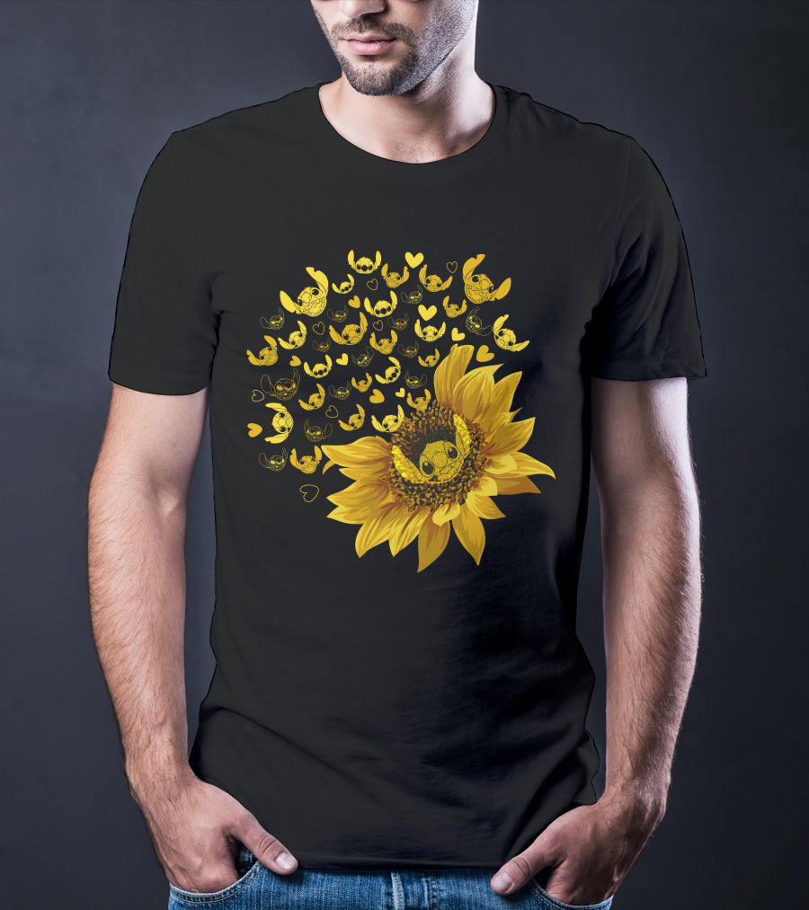 Stitch Sunflower Hearts And Smiles Burst T-Shirt