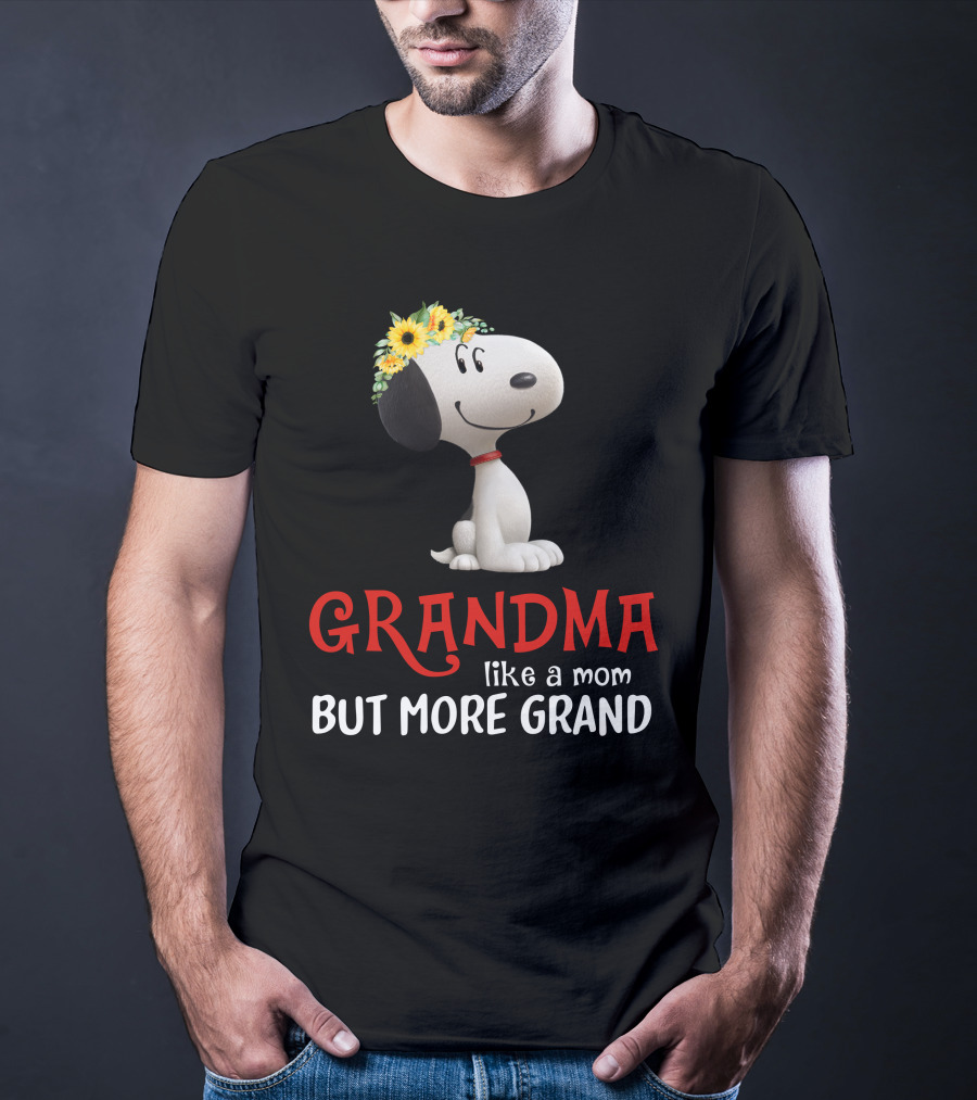 GRANDMA Like A Mom But More Grand Snoopy Sunflower Crown T-Shirt