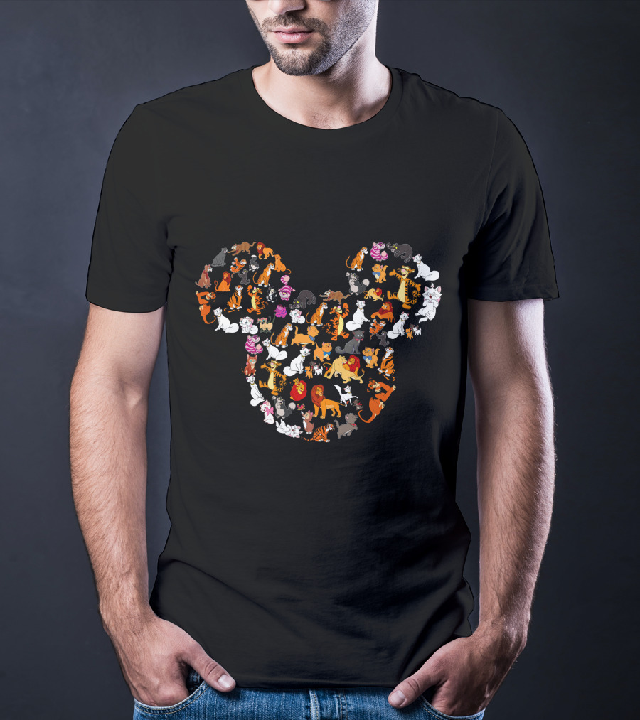 Disney Cats And Lions In Mickey Shape T-Shirt