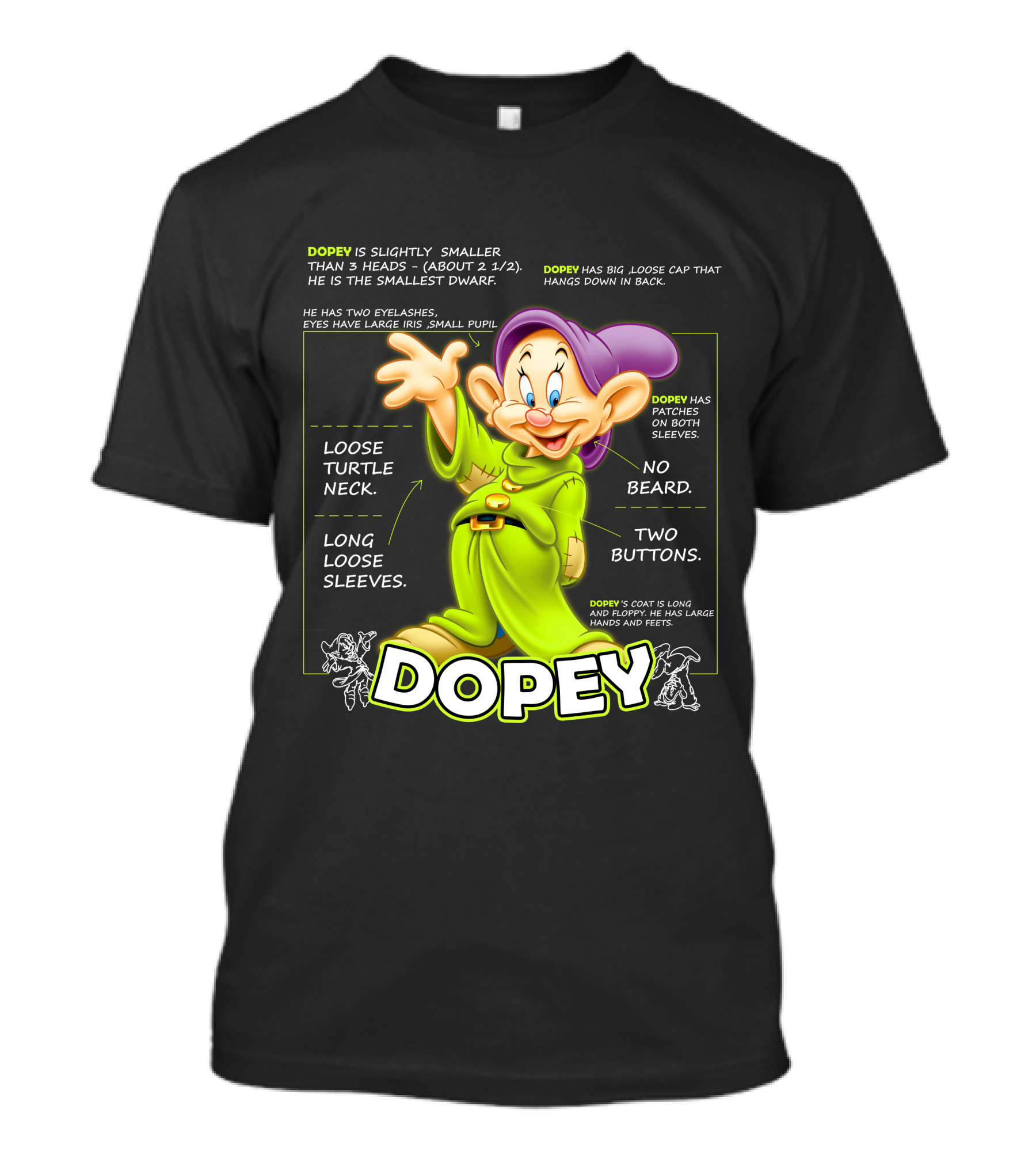 DOPEY Fun Loose Turtle Neck Two Buttons Long Sleeves T-Shirt