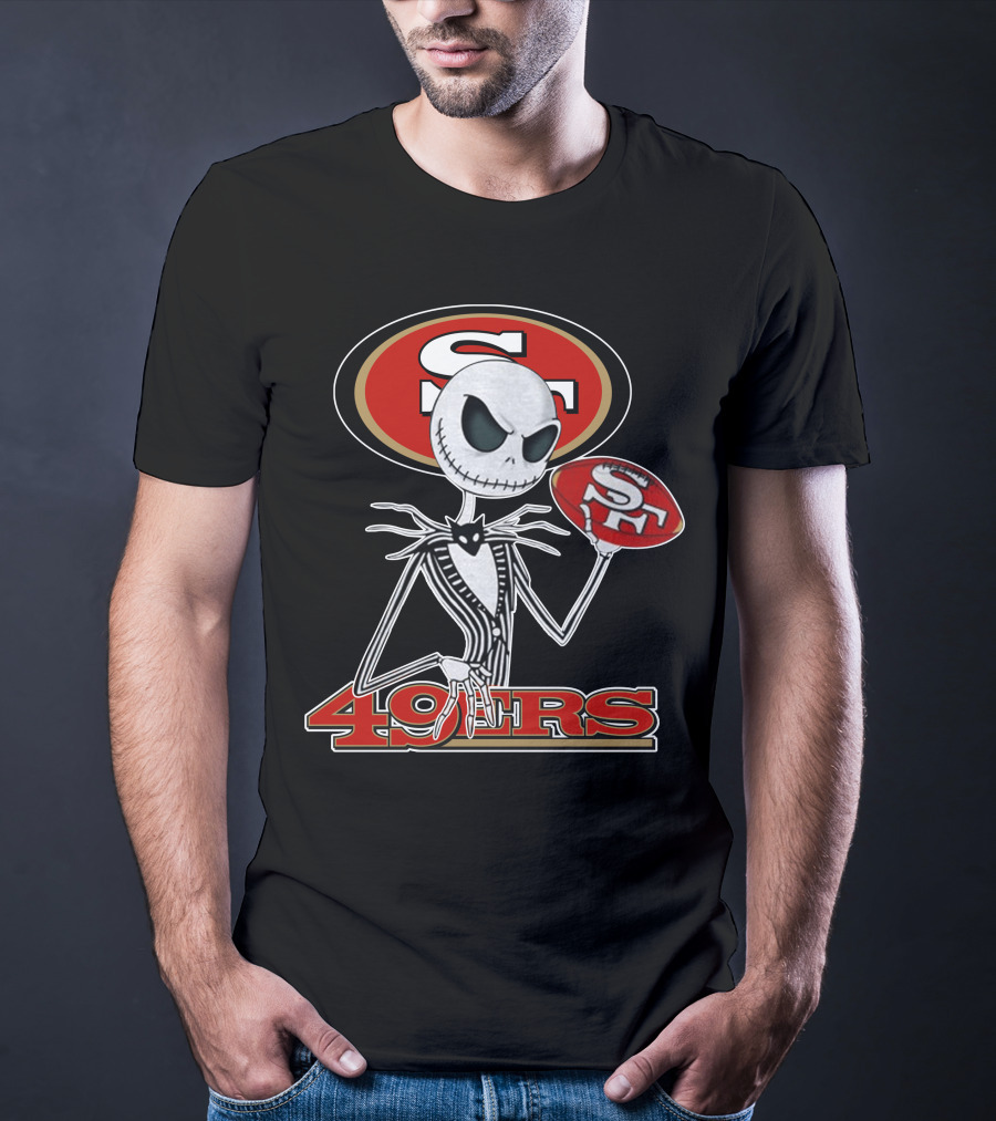 49ers Jack Skellington Football Crossover NFL T-Shirt