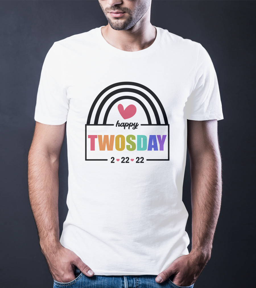 Happy Twosday 2-22-22 Rainbow Heart T-Shirt