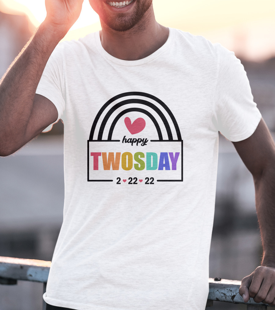 Happy Twosday 2-22-22 Rainbow Heart T-Shirt