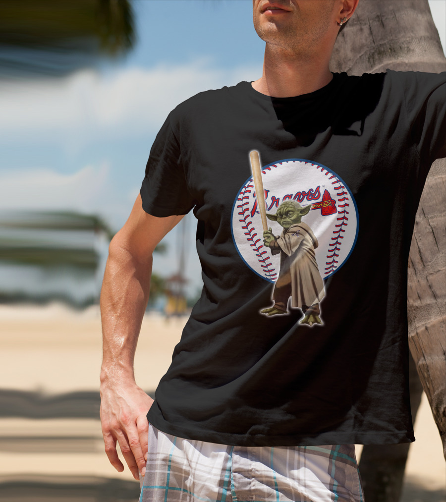Yoda Braves Baseball Bat Star Wars Crossover Atlanta T-Shirt