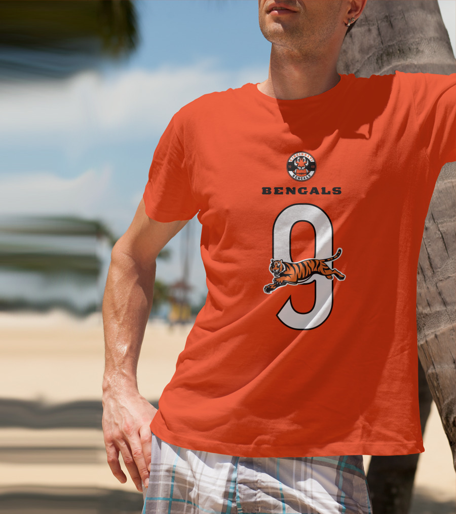 Joe Burrow Cincinnati Bengals Tiger Number 9 T-Shirt