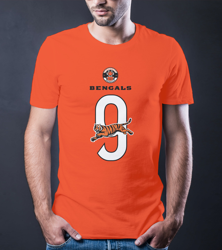 Joe Burrow Cincinnati Bengals Tiger Number 9 T-Shirt