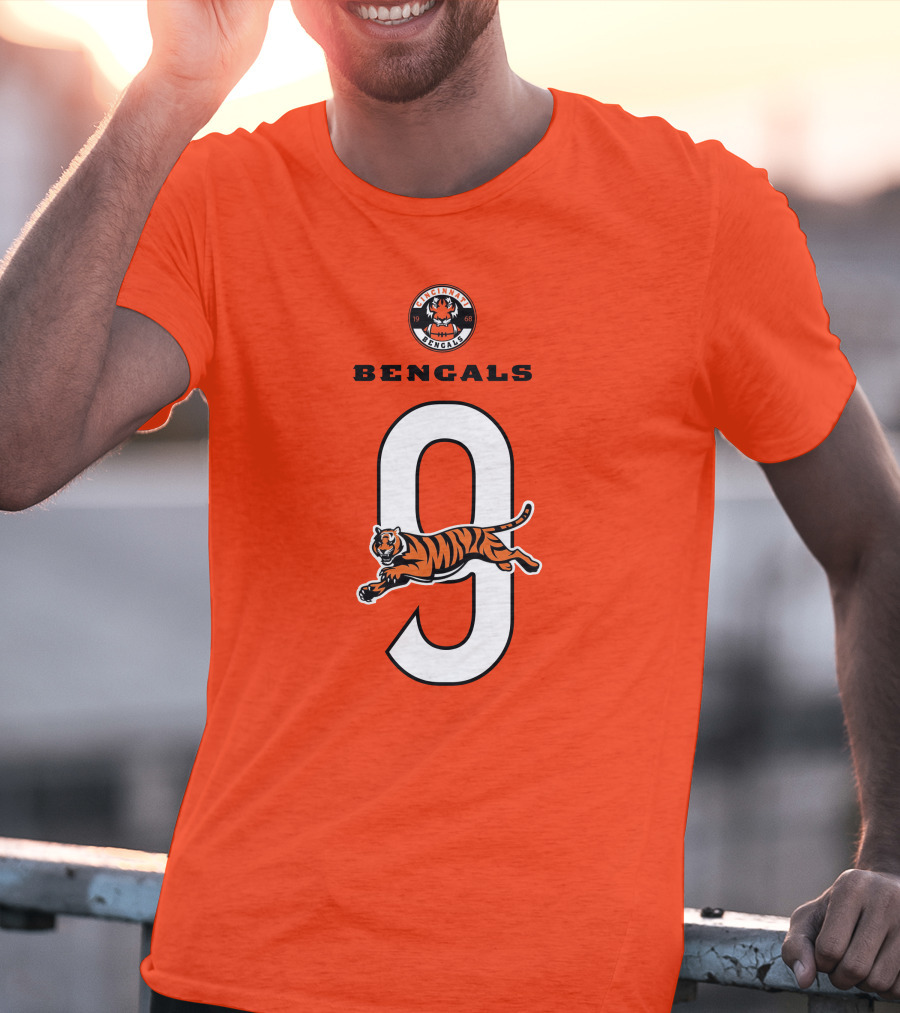 Joe Burrow Cincinnati Bengals Tiger Number 9 T-Shirt