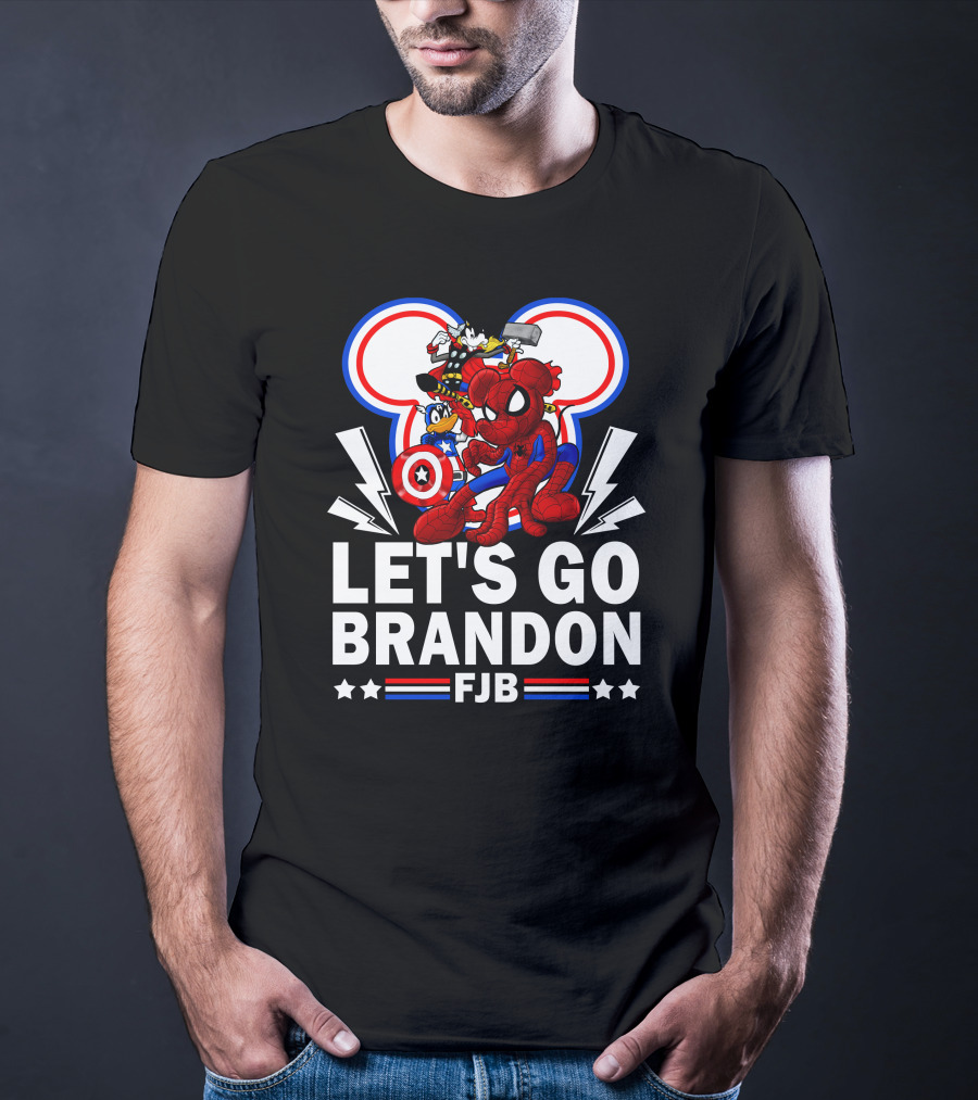 Let's Go Brandon FJB Disney Marvel Spiderman Thor Captain America Mickey Donald T-Shirt