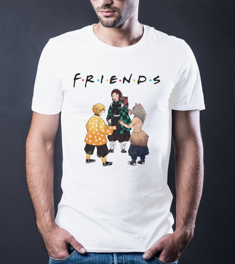 Friends Rock Paper Scissors With Anime Characters T-Shirt