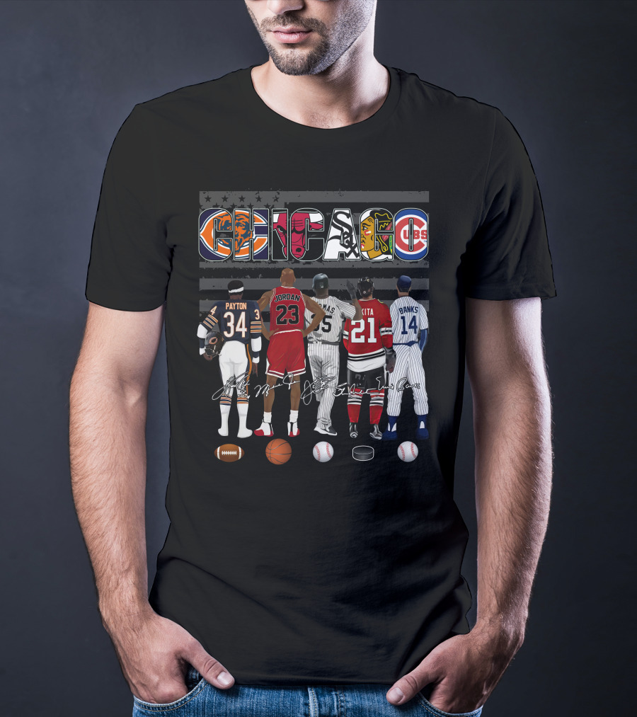 Chicago Icons Payton Jordan Thomas Mikita Banks Jerseys Signatures T-Shirt