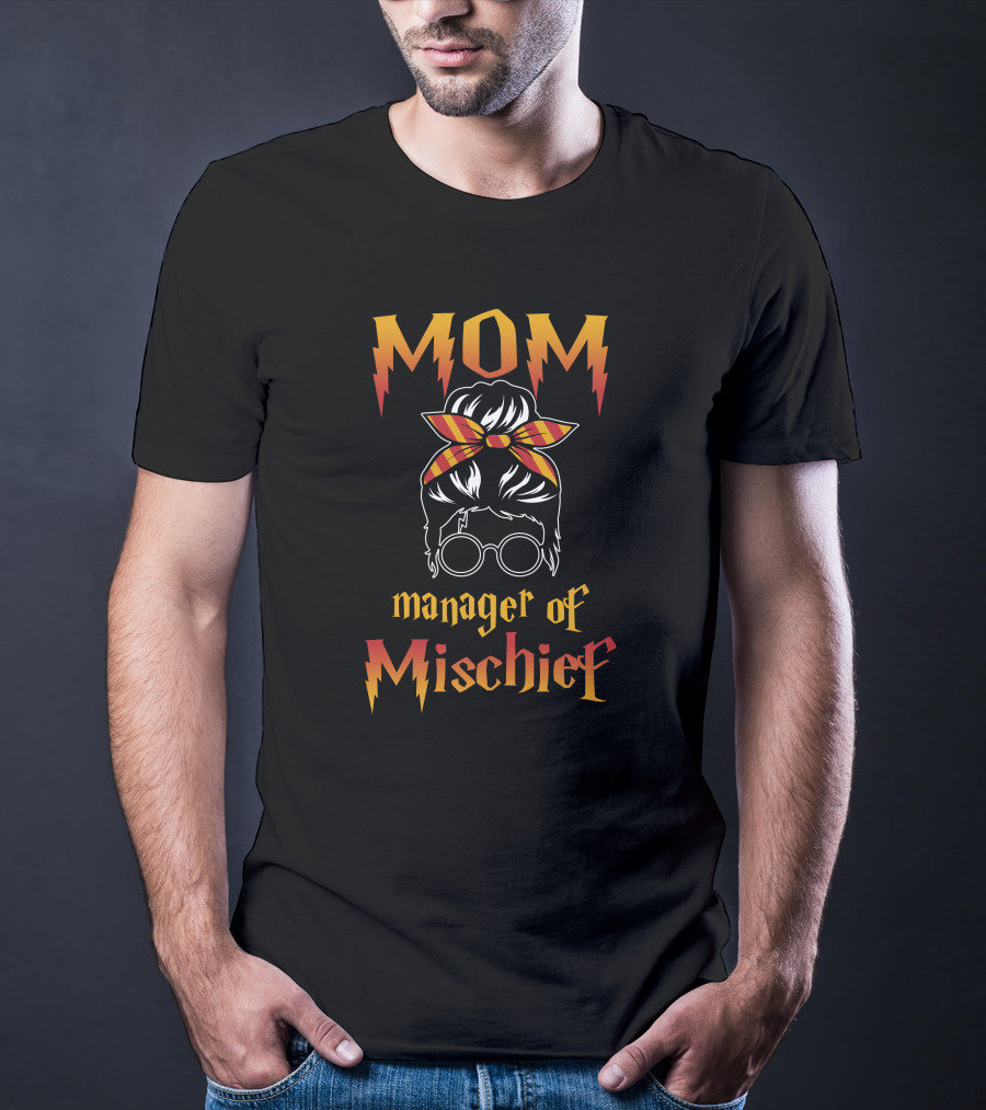 MOM Manager Of Mischief Wizard Glasses And Headband T-Shirt