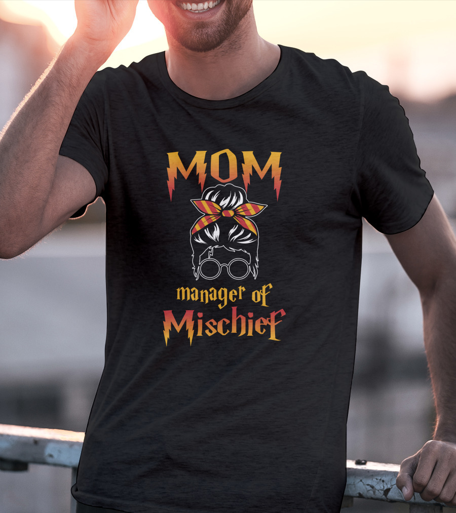 MOM Manager Of Mischief Wizard Glasses And Headband T-Shirt