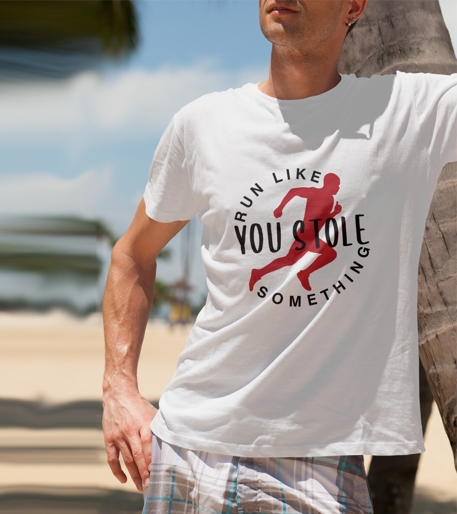 Run Like You Stole Something Trail Running Silhouette Red Runner T-Shirt
