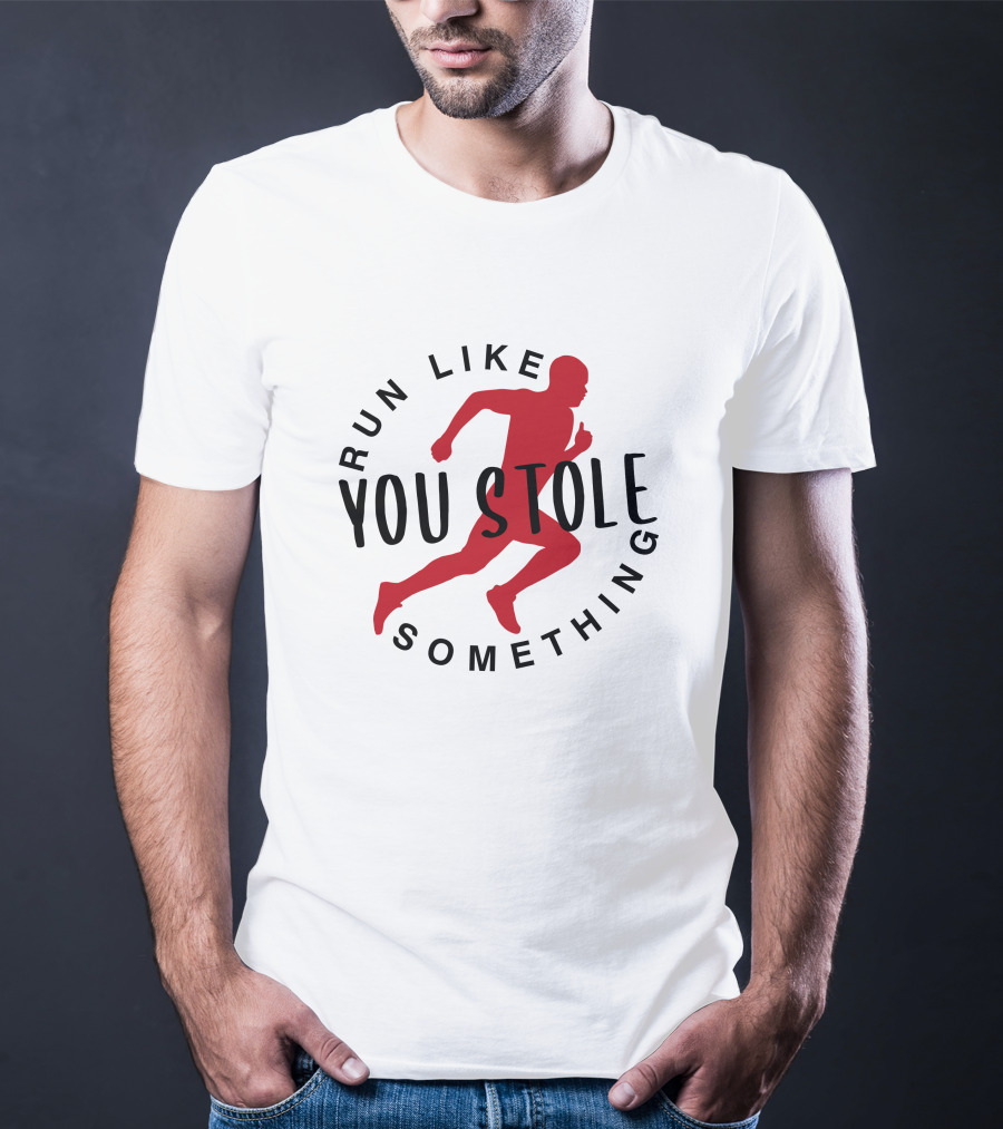 Run Like You Stole Something Trail Running Silhouette Red Runner T-Shirt