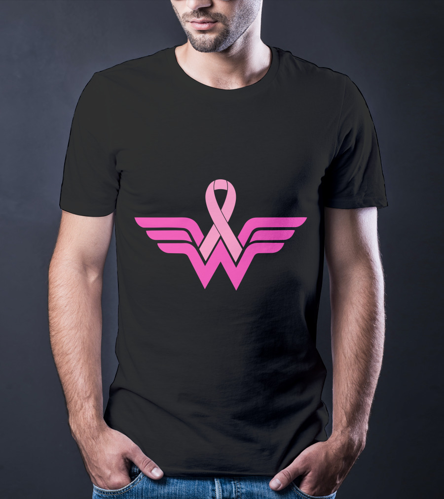 Wonder Woman Breast Cancer Awareness Ribbon T-Shirt