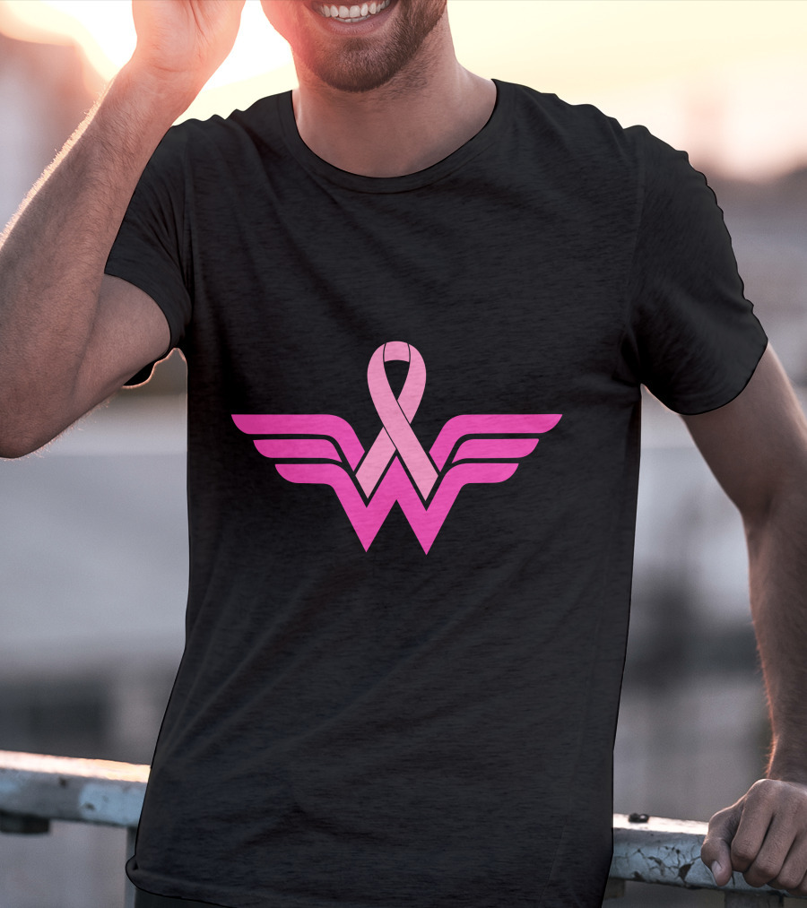 Wonder Woman Breast Cancer Awareness Ribbon T-Shirt