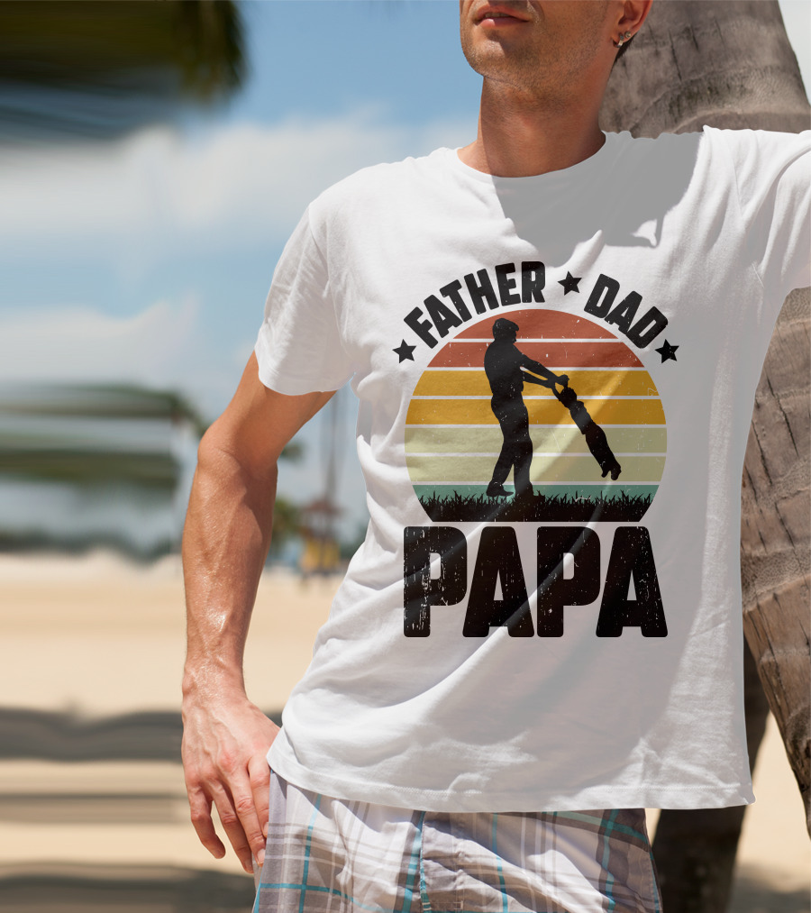 Father Dad Papa Vintage Sunset T-Shirt